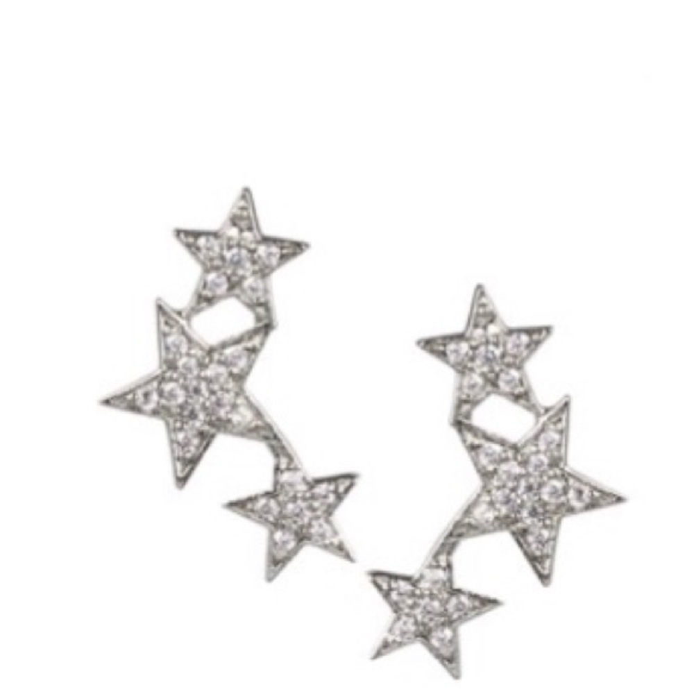 Kenneth Jay Lane Silver Star Earrings